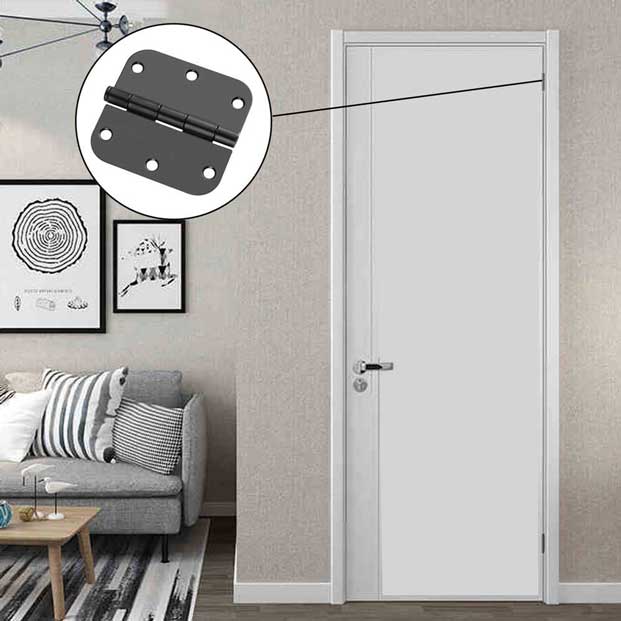 Matte Black Door Hinges 3.5inch with 5/8" Radius Corner
